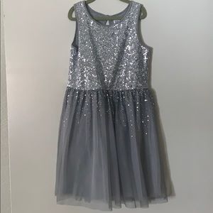 Gap sequin silver girls dress sz L
